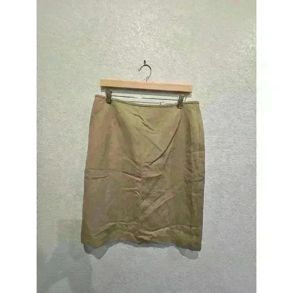 Tahari ASL Classics Beige Rayon Linen Blend Career Pencil Skirt Size 10 - Picture 1 of 5